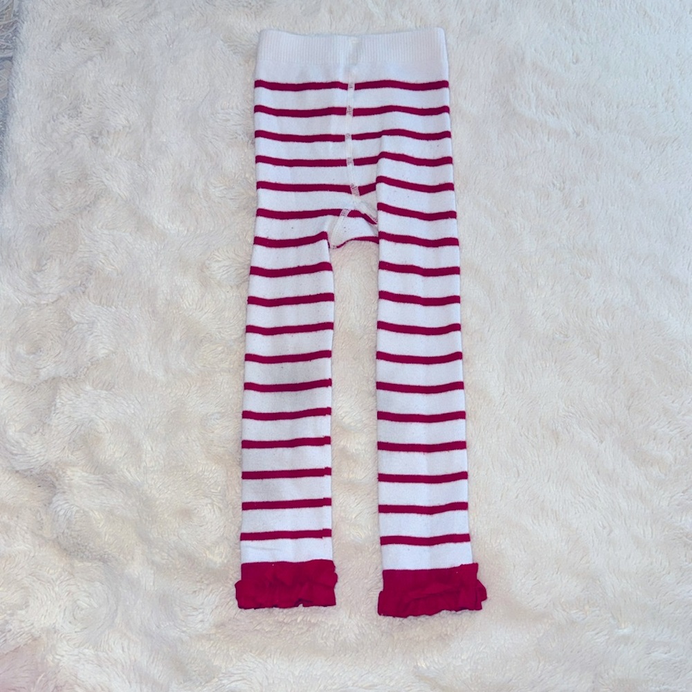 🐠Ruffle Butts Red and white Striped Leggings/Tights.